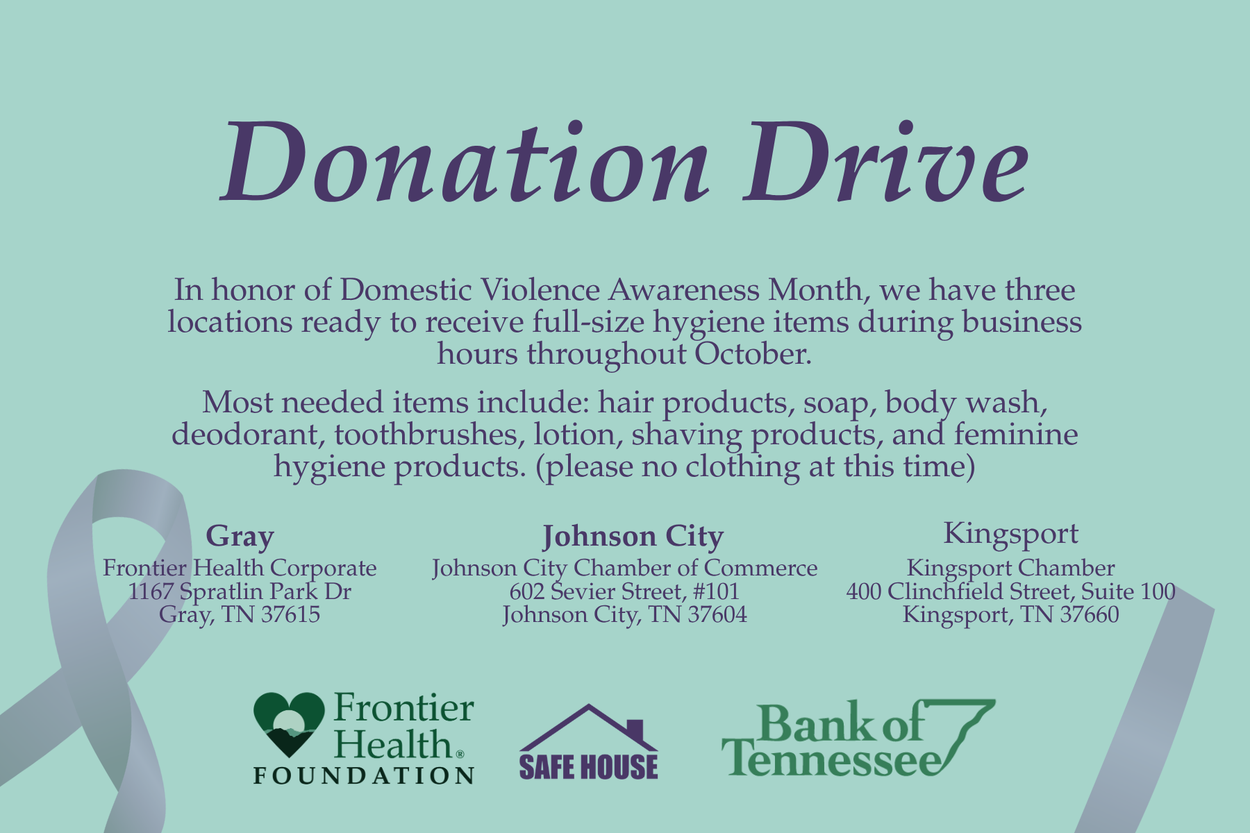 Donation drive for Safe House